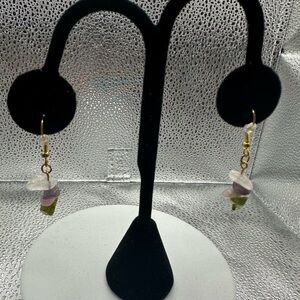 Chic Gold and Purple Gem Stone Earrings
